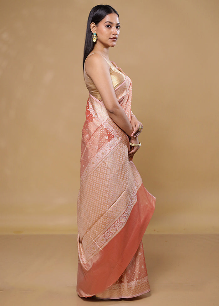 Pink Tissue Silk Saree With Blouse Piece