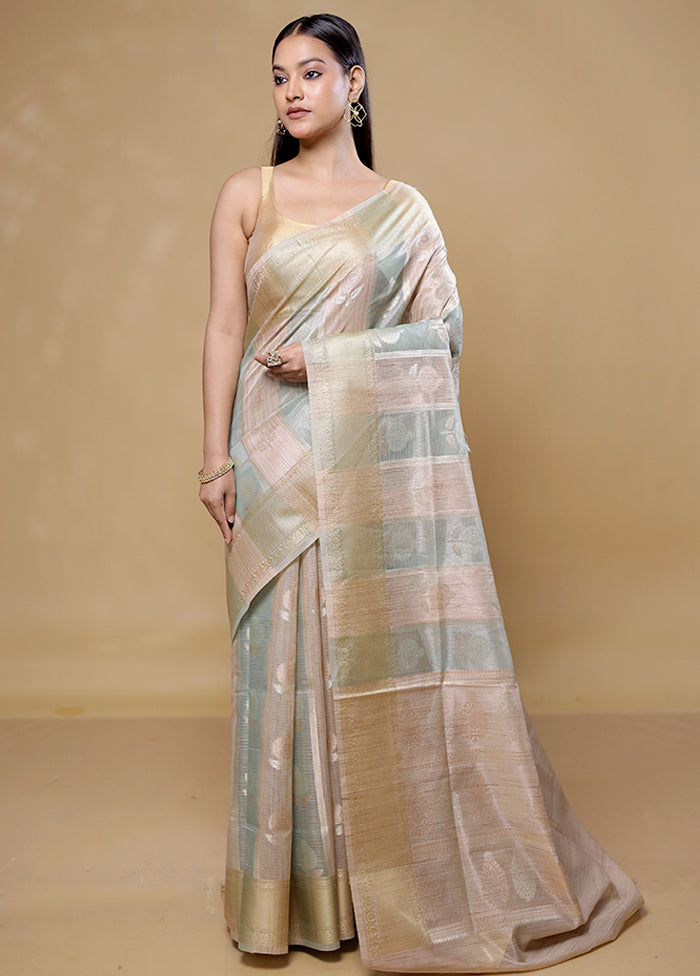 Blue Tissue Silk Saree With Blouse Piece