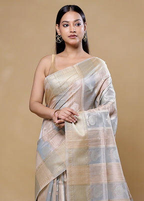 Blue Tissue Silk Saree With Blouse Piece