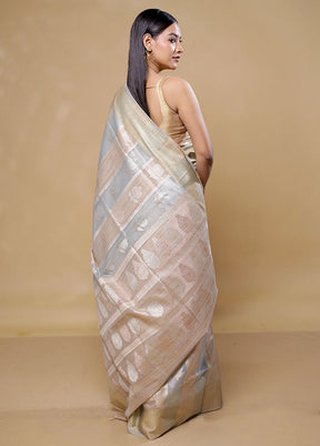 Blue Tissue Silk Saree With Blouse Piece