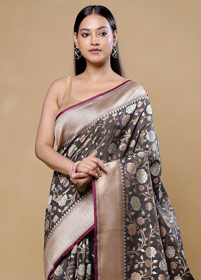 Grey Organza Saree With Blouse Piece