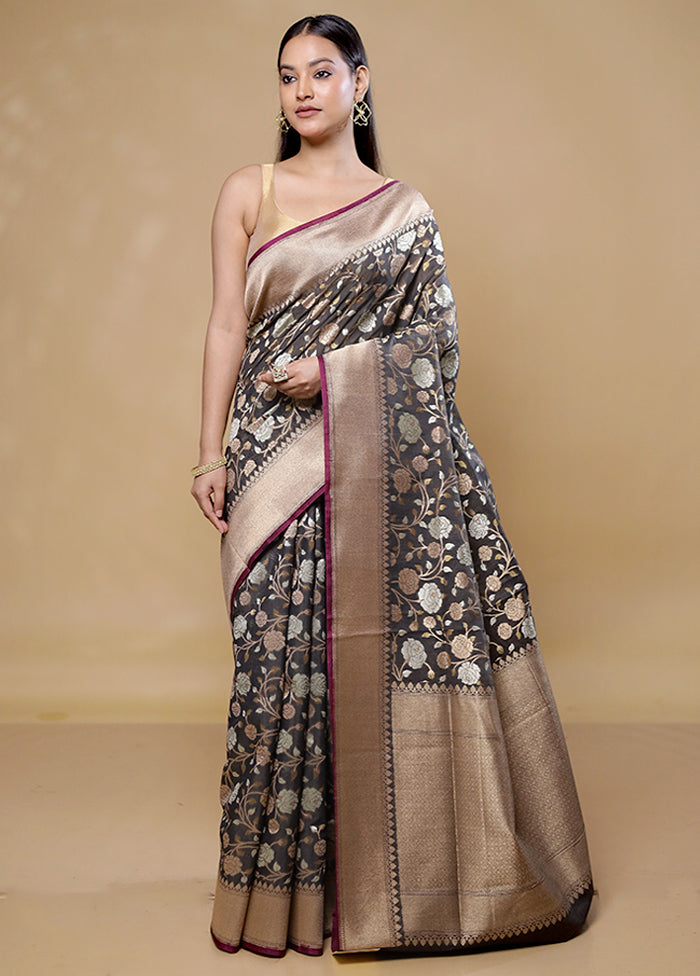 Grey Organza Saree With Blouse Piece