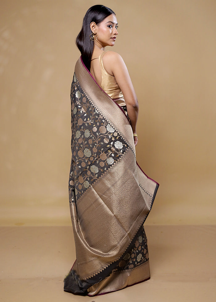 Grey Organza Saree With Blouse Piece