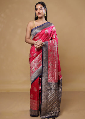 Pink Dupion Silk Saree With Blouse Piece