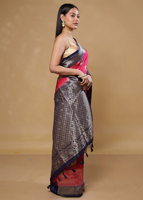 Pink Dupion Silk Saree With Blouse Piece