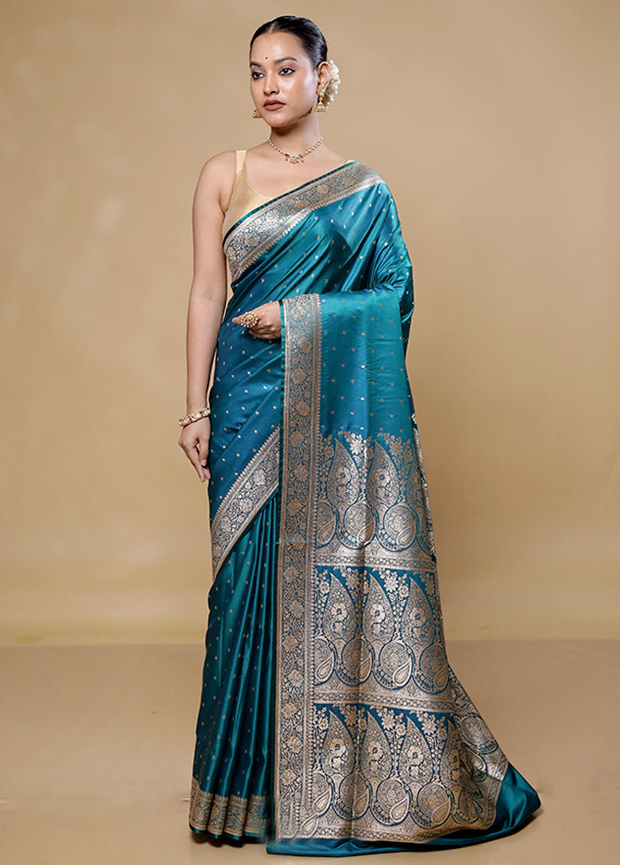 Green Banarasi Silk Saree With Blouse Piece