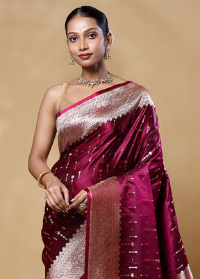 Violet Banarasi Silk Saree With Blouse Piece