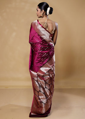 Violet Banarasi Silk Saree With Blouse Piece