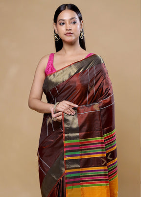 Maroon Kanjivaram Silk Saree With Blouse Piece