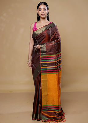 Maroon Kanjivaram Silk Saree With Blouse Piece