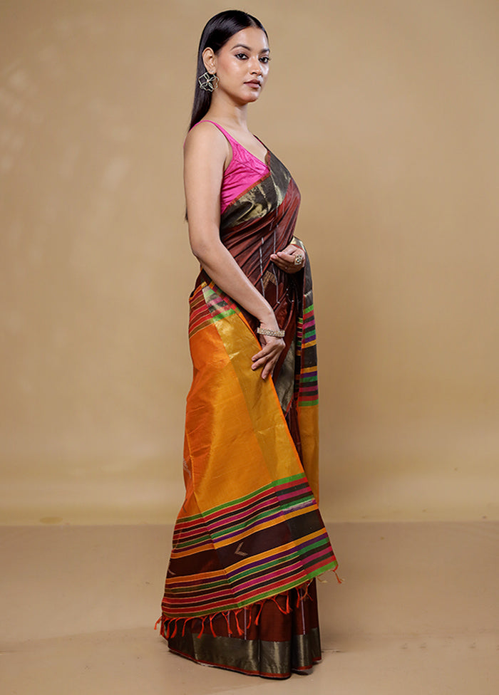 Maroon Kanjivaram Silk Saree With Blouse Piece