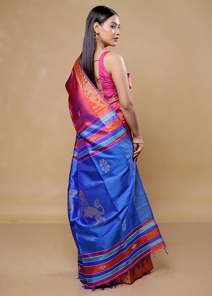 Rust Kanjivaram Silk Saree With Blouse Piece