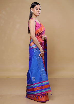 Rust Kanjivaram Silk Saree With Blouse Piece