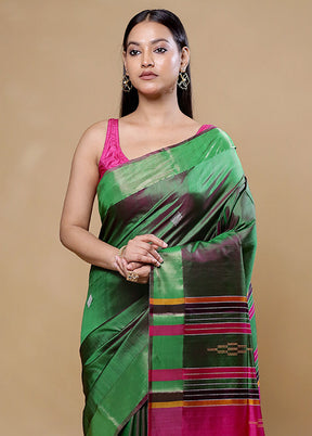 Green Kanjivaram Silk Saree With Blouse Piece