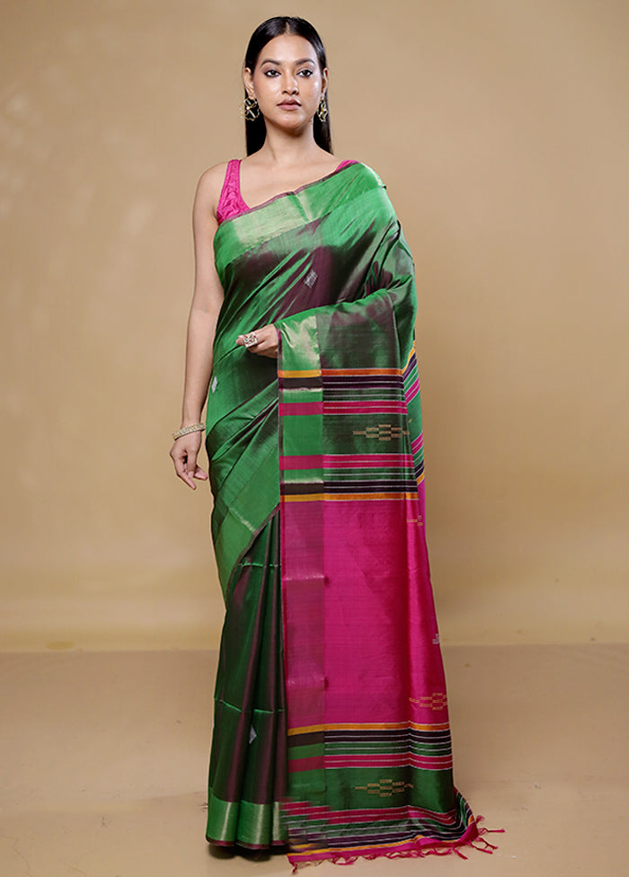 Green Kanjivaram Silk Saree With Blouse Piece