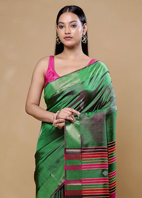 Green Kanjivaram Silk Saree With Blouse Piece