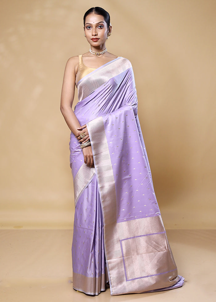 Lavender Katan Silk Saree With Blouse Piece