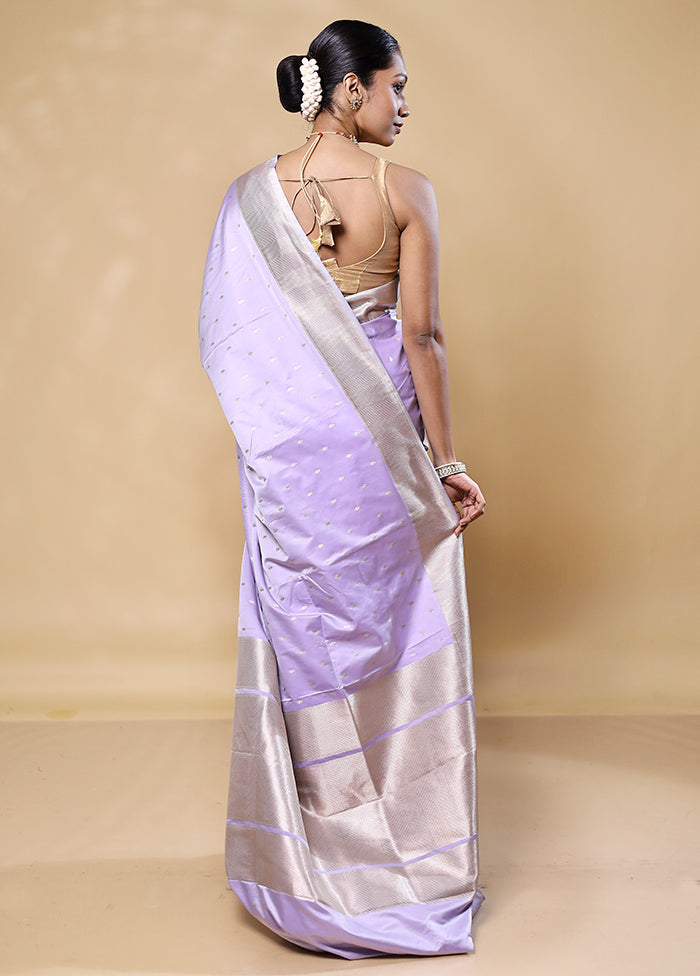 Lavender Katan Silk Saree With Blouse Piece