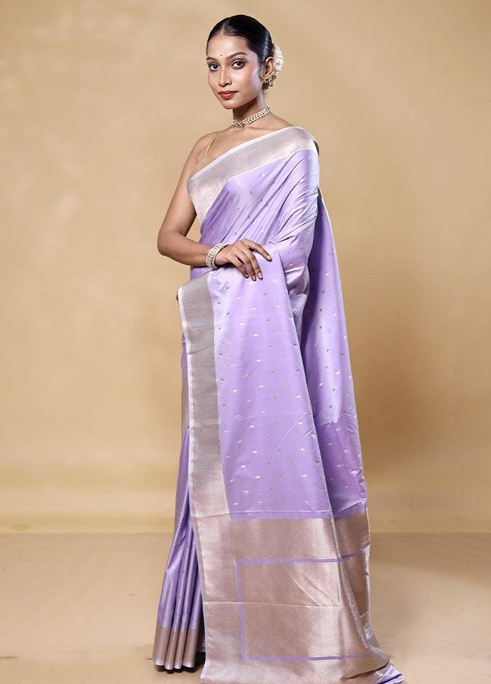 Lavender Katan Silk Saree With Blouse Piece