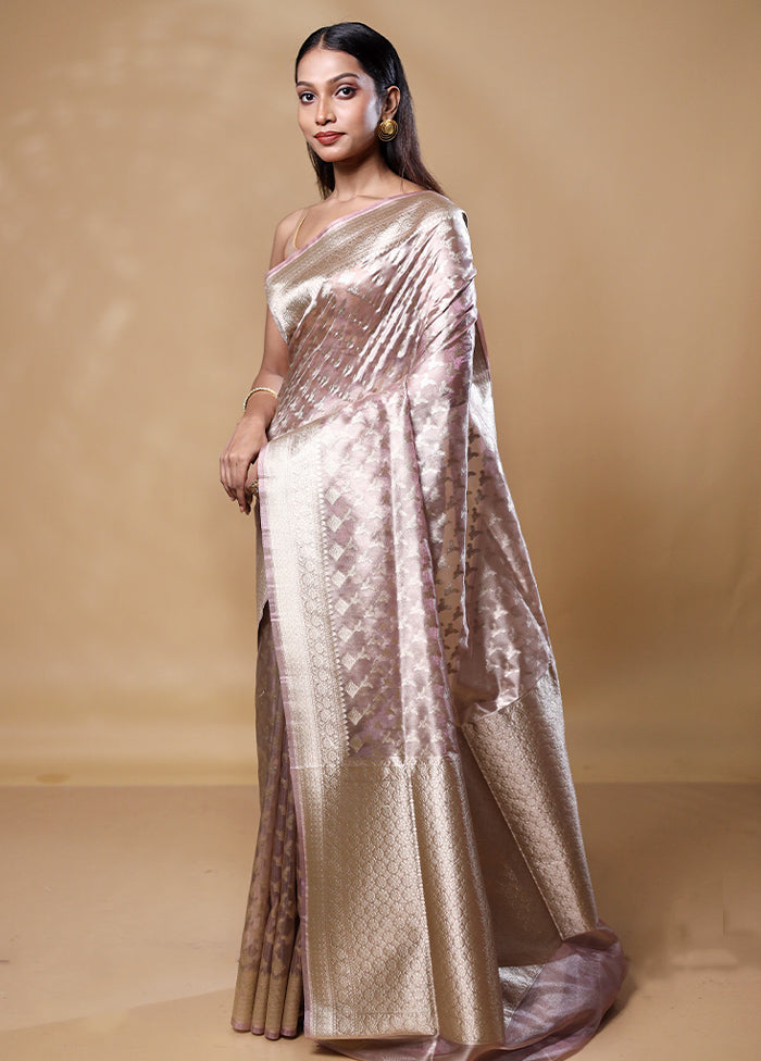 Pink Tissue Silk Saree With Blouse Piece