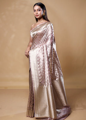 Pink Tissue Silk Saree With Blouse Piece