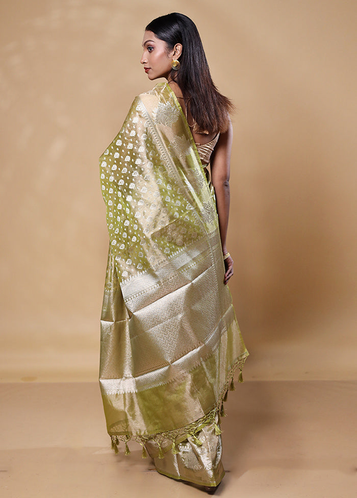 Green Tissue Silk Saree With Blouse Piece