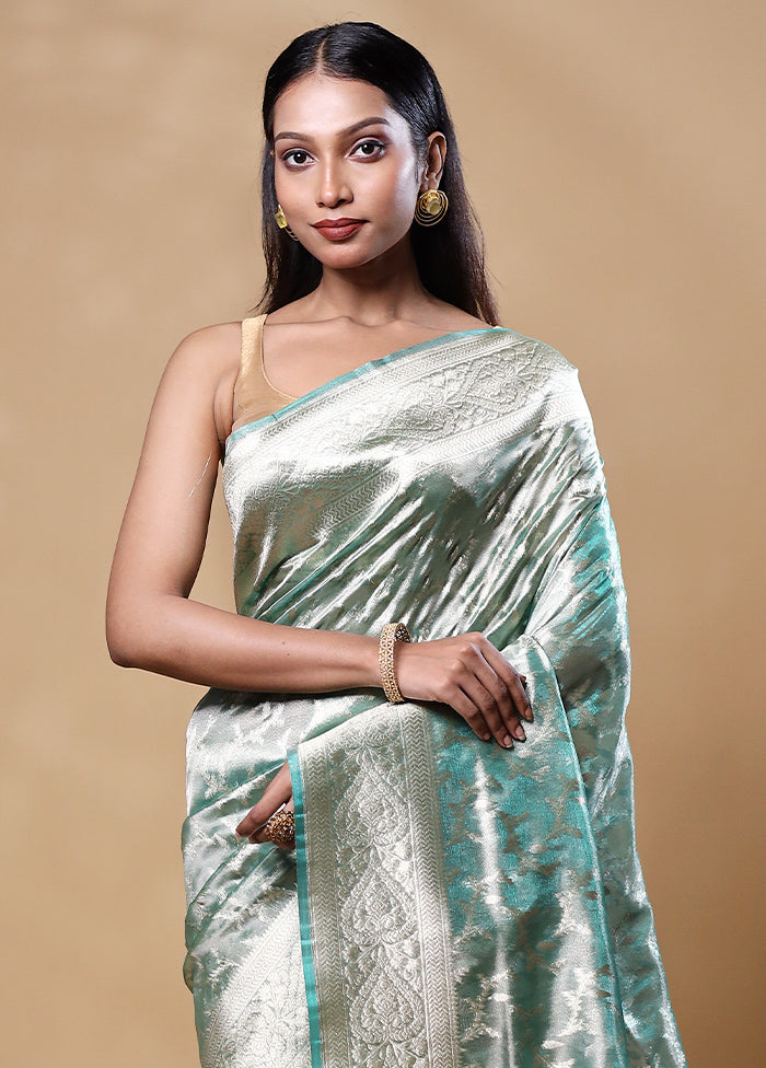 Green Tissue Silk Saree With Blouse Piece