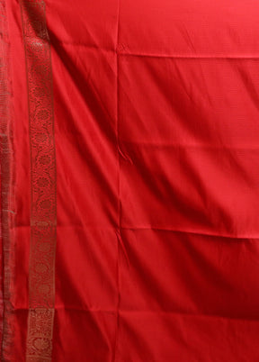 Red Banarasi Silk Saree With Blouse Piece