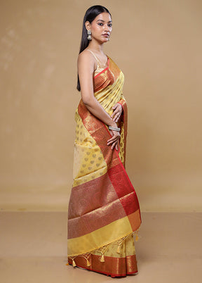 Yellow Kota Cotton Saree With Blouse Piece