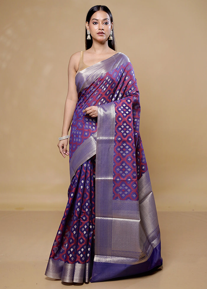 Purple Cotton Saree With Blouse Piece