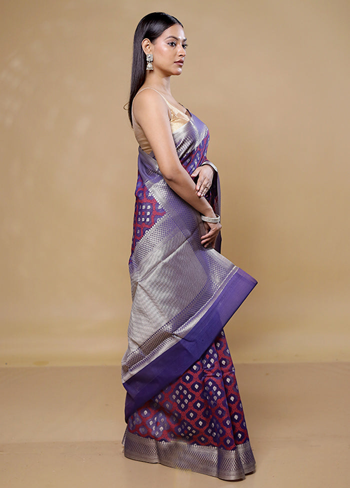 Purple Cotton Saree With Blouse Piece