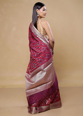 Red Cotton Saree With Blouse Piece