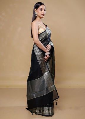 Black Tissue Silk Saree With Blouse Piece