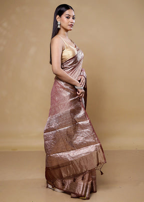 Rust Tissue Silk Saree With Blouse Piece