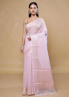 Pink Organza Saree With Blouse Piece