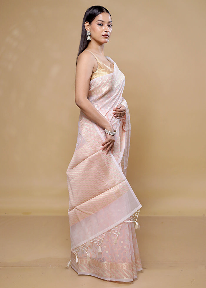 Pink Organza Saree With Blouse Piece