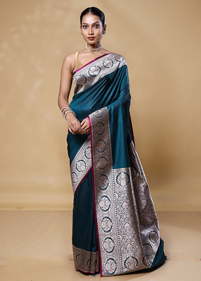 Green Katan Silk Saree With Blouse Piece