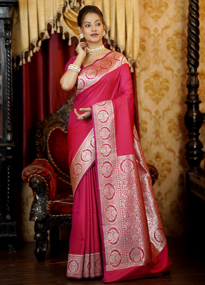 Pink Katan Silk Saree With Blouse Piece