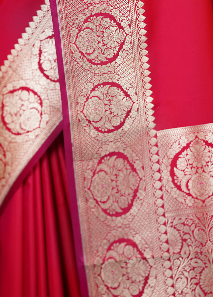 Pink Katan Silk Saree With Blouse Piece