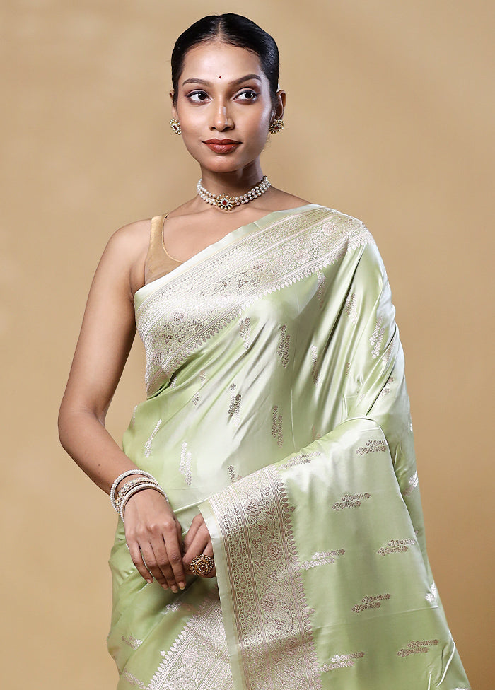 Green Katan Silk Saree With Blouse Piece