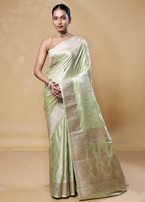 Green Katan Silk Saree With Blouse Piece