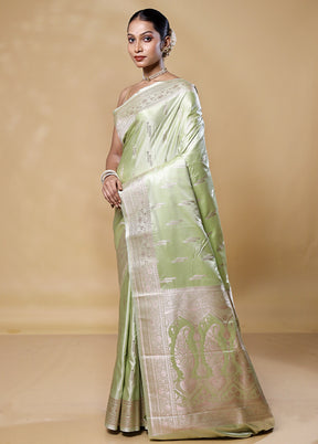 Green Katan Silk Saree With Blouse Piece