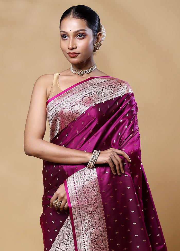 Purple Katan Silk Saree With Blouse Piece