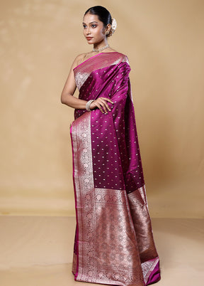 Purple Katan Silk Saree With Blouse Piece