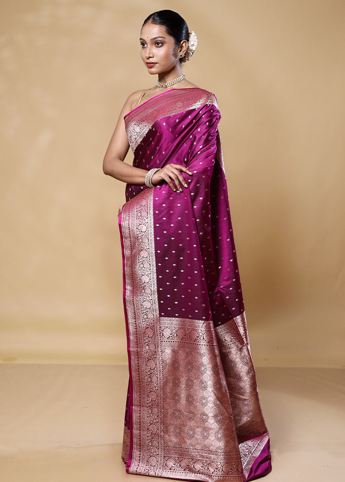 Purple Katan Silk Saree With Blouse Piece