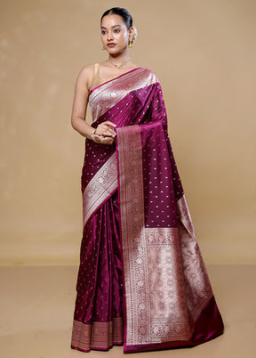 Purple Katan Silk Saree With Blouse Piece