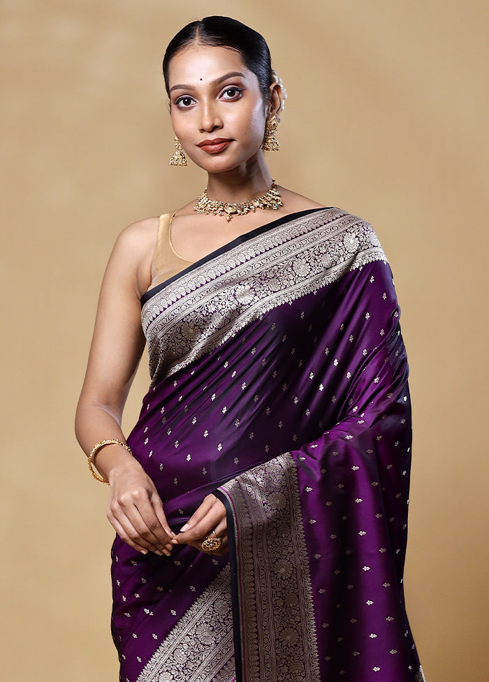 Violet Katan Silk Saree With Blouse Piece