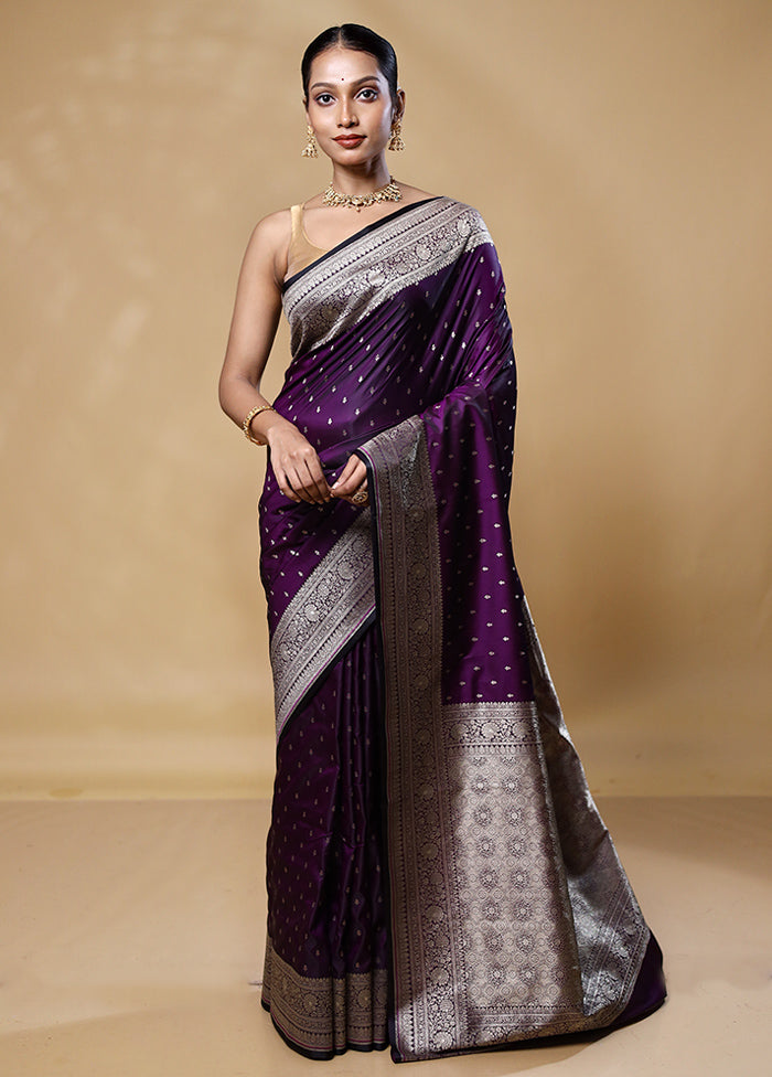 Violet Katan Silk Saree With Blouse Piece