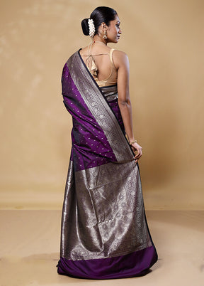 Violet Katan Silk Saree With Blouse Piece