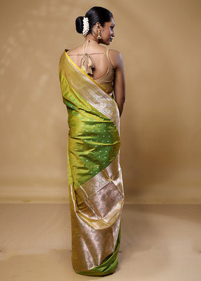 Green Katan Silk Saree With Blouse Piece